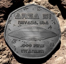 Listing image for Extremely Rare .999 TITANIUM Alien Coin/Artefact. Area 51. UFO/Spacecraft